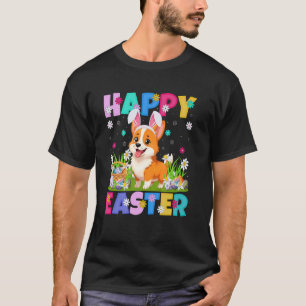 Welsh Corgi Dog Happy Easter Egg Hunt Bunny Ear Ea T-Shirt