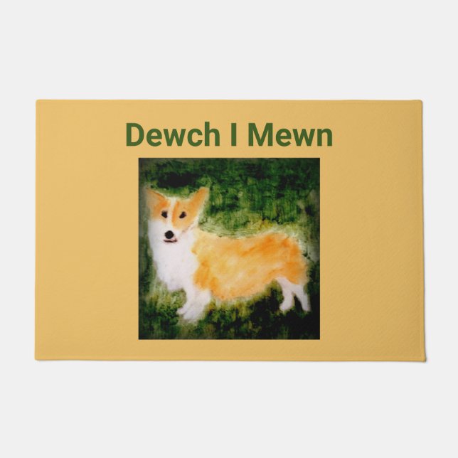 Welsh Corgi Dog Personalised Doormat (Front)