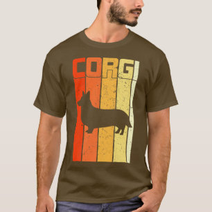 Welsh Corgi Dog Retro Vintage Style Stripes  T-Shirt