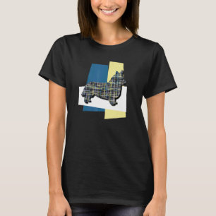 Welsh Corgi Dog Silhouette Abstract Tricolor T-Shirt