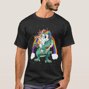 Welsh Corgi Dog Unicorn Riding Dinosaur Rex Christ T-Shirt