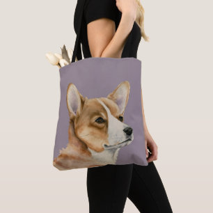 Welsh Corgi Dog Watercolor Painting Tote Bag