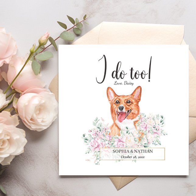 Welsh Corgi Dog Wedding Cocktail Napkins (Creator Uploaded)