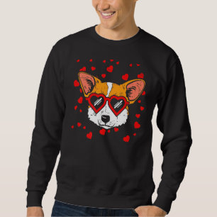 Welsh Corgi Face Heart Glasses Cute Dog Sweatshirt