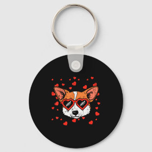 Welsh Corgi Face Heart Gles Cute Valentines Day Do Key Ring