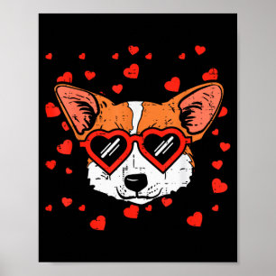 Welsh Corgi Face Heart Gles Cute Valentines Day Do Poster