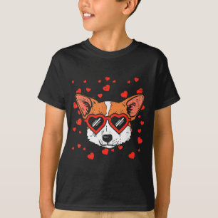 Welsh Corgi Face Heart Gles Cute Valentines Day Do T-Shirt