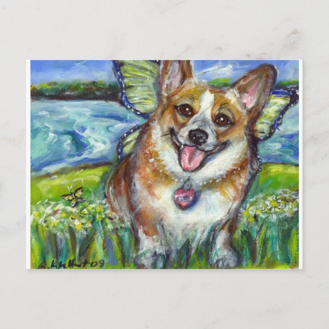 Welsh Corgi Fairy Dog Postcard (Front)