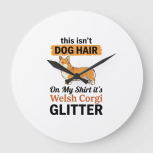 Welsh Corgi Glitter Funny Dog Lover T-Shirt Design Large Clock