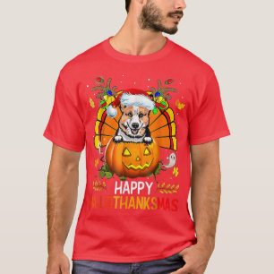 Welsh Corgi Happy Hallothanksmas Halloween Thanksg T-Shirt