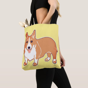 Welsh Corgi Happy Yellow Tote Bag