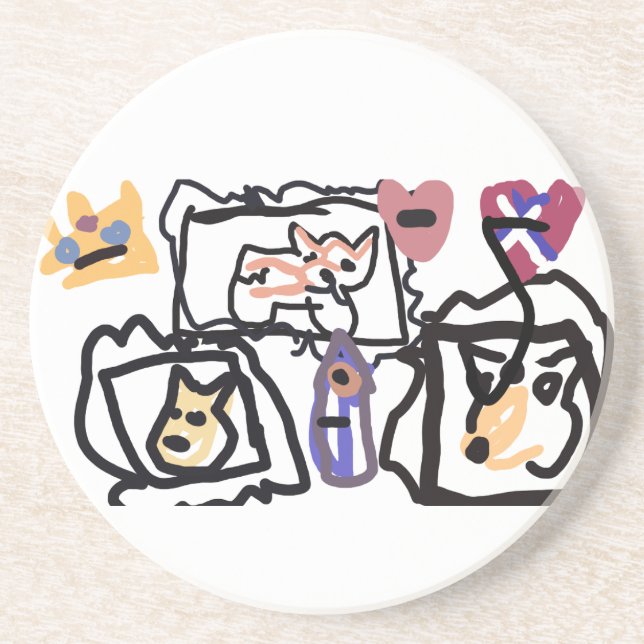 Welsh Corgi hearts  Coaster (Front)