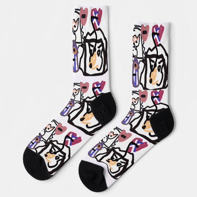 Welsh Corgi hearts  Socks (Left)