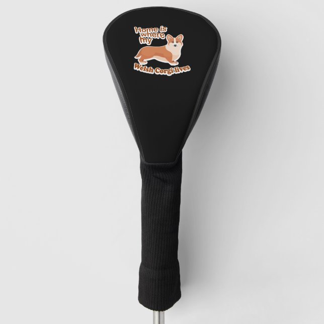 Welsh Corgi Home Golf Head Cover (Front)