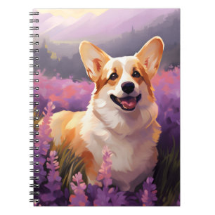 Welsh Corgi in Lavender field Notebook