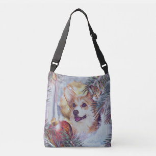 Welsh Corgi in Winter Window Crossbody Bag
