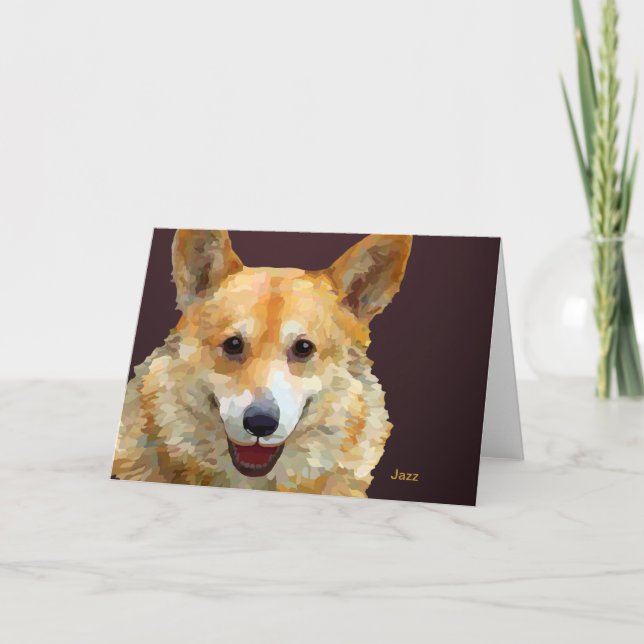 Welsh Corgi "Jazz" Fences For Fido Thank You Card (Front)