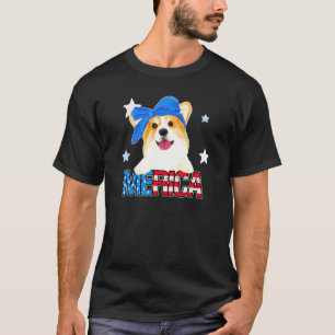 Welsh Corgi Merica American Flag Bandanna 4th Of J T-Shirt