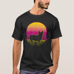 Welsh Corgi Pembroke Dog Puppy Retro Vintage Sunse T-Shirt