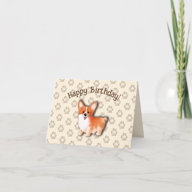 Welsh Corgi Pembroke Happy Birthday Editable Thank You Card (Front)