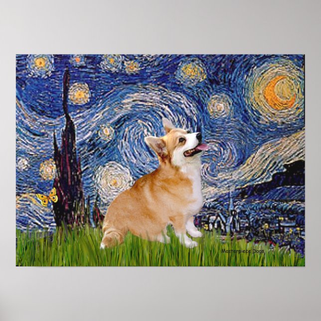 Welsh Corgi Pembroke -  Starry Night Poster (Front)