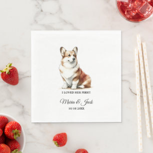 Welsh Corgi Pet Wedding Full Colour  Napkin