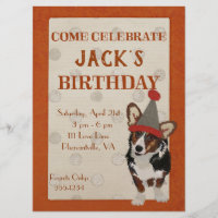 WELSH CORGI POLKADOT Birthday Invitation