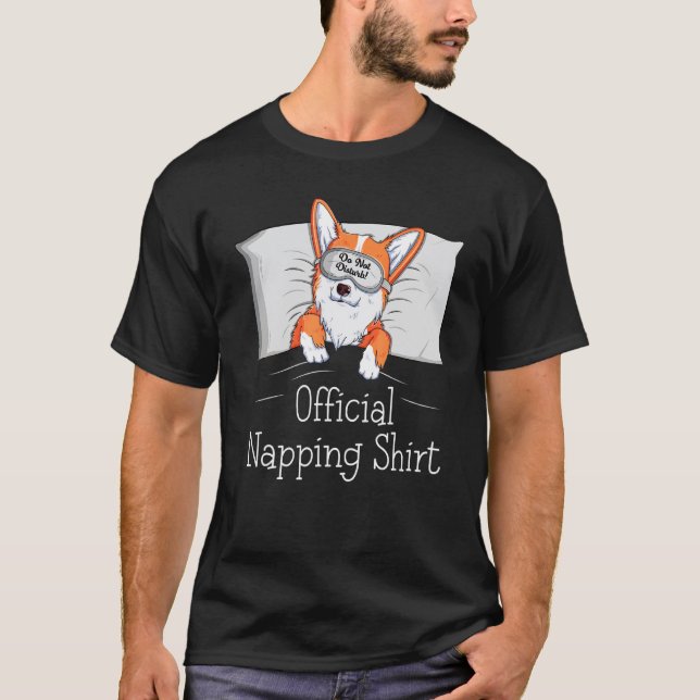 Welsh Corgi Power Napper Dog Napping T-Shirt (Front)