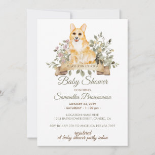 Welsh Corgi Puppy Baby Shower Invitation