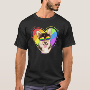 Welsh Corgi Rainbow Heart Dog Gay Pride Lgbt T-Shirt