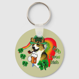 Welsh Corgi Saint Patrick's Day Key Ring