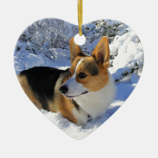 Welsh Corgi Snow Day Ceramic Tree Decoration