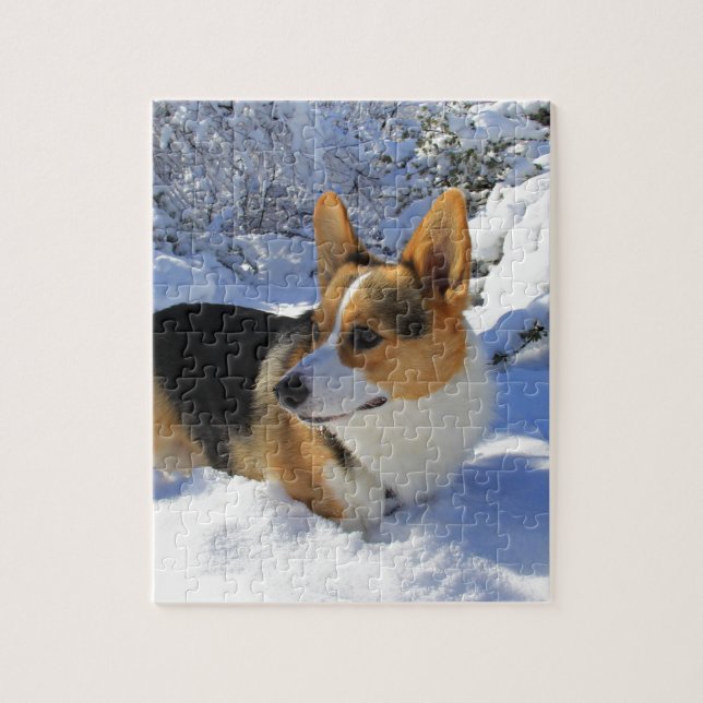 Welsh Corgi Snow Day Jigsaw Puzzle (Vertical)