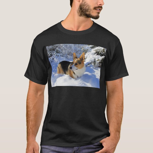 Welsh Corgi Snow Day T-Shirt (Front)