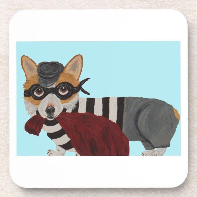  Welsh Corgi Treat Thief Burglar Coaster (Front)
