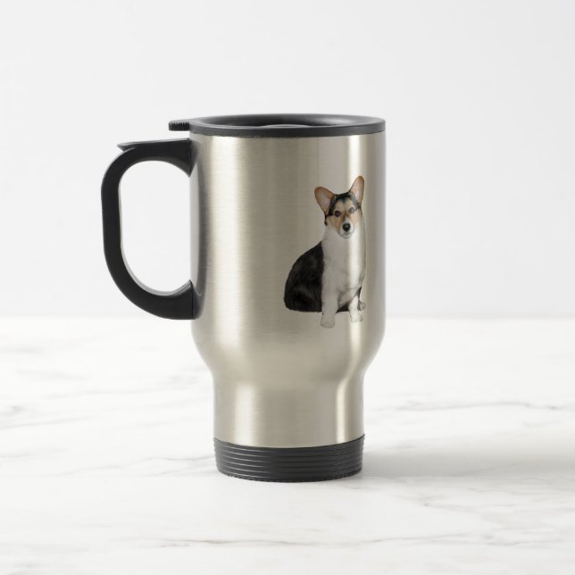 Welsh Corgi (Tri Colour) Travel Mug (Left)
