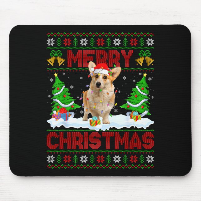 Welsh Corgi Ugly Xmas Sweater Funny Pet Dog Lover  Mouse Mat (Front)