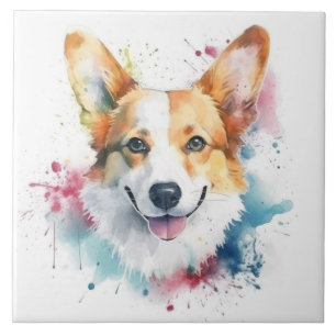 Welsh Corgi Watercolor Tile