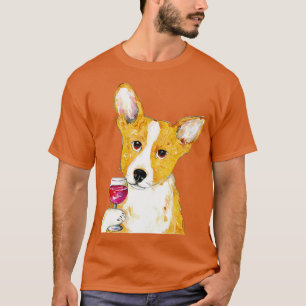 Welsh Corgi Wine Dog Portrait T-Shirt