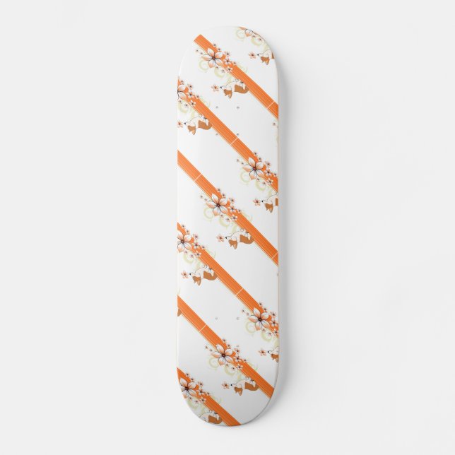 Welsh Corgi with a Floral Strip Skateboard (Front)