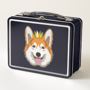 Welsh Corgi with Crown Metal Lunch Box