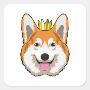 Welsh Corgi with Crown Square Sticker