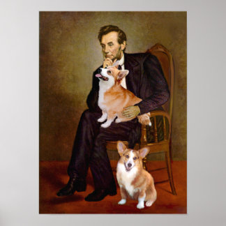 Welsh Corgis Pembroke - two - Lincoln Poster