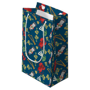 Welsh Costume and Emblems on Blue Small Gift Bag