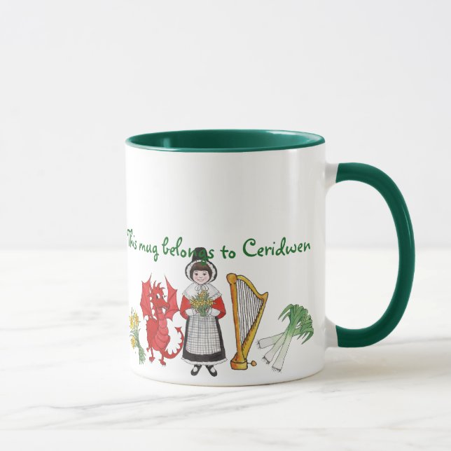 Welsh Costume, Emblems, Coffee Mug to Personalise (Right)