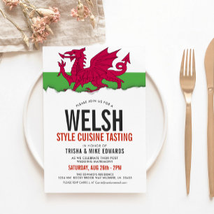 Welsh Cuisine Party Flag White Invite