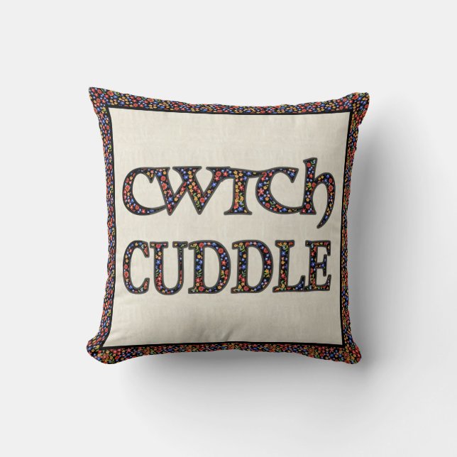 Welsh Cwtch Throw Pillow, Cushion: Ditzy Floral Cushion (Front)