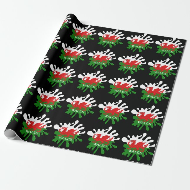 Welsh Cymru Flag Wrapping Paper (Unrolled)