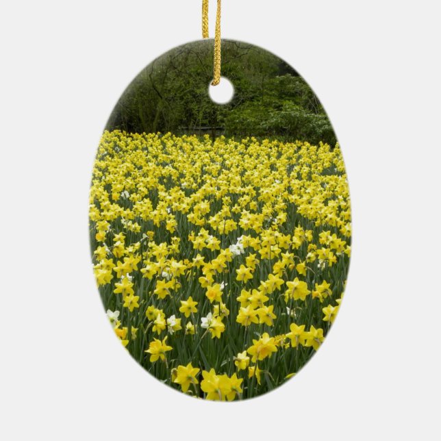 Welsh daffodils, Cymru am byth Ceramic Tree Decoration (Back)