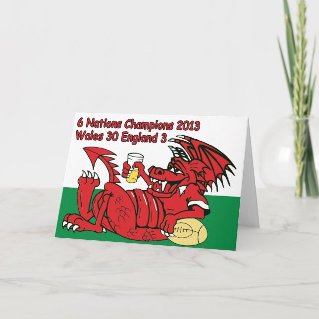 Welsh Dragon, 6 Nations Champions, Wales v England Card (Front)